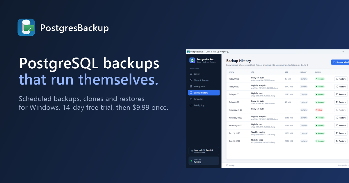 How to restore a PostgreSQL .dump or .sql file on Windows | PostgresBackup